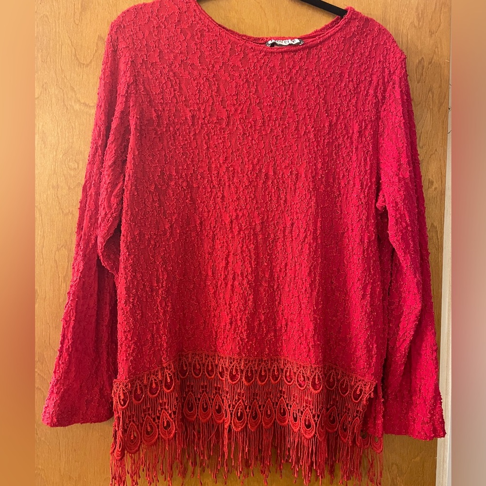 Beautiful Red Lace Top with Matching Skirt sz 2XL